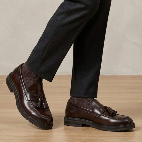 Zara Other - Zara Man Brown Leather Tassel Loafers Lug Sole Dress Shoes US 8 (Zara EU 41)